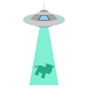 A Green Flying Saucer Abducting A Cow