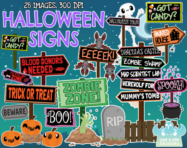 Halloween Signs Clipart Pack