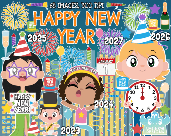 Happy New Year Clipart Pack