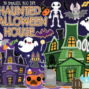 Haunted Halloween House Clipart Pack