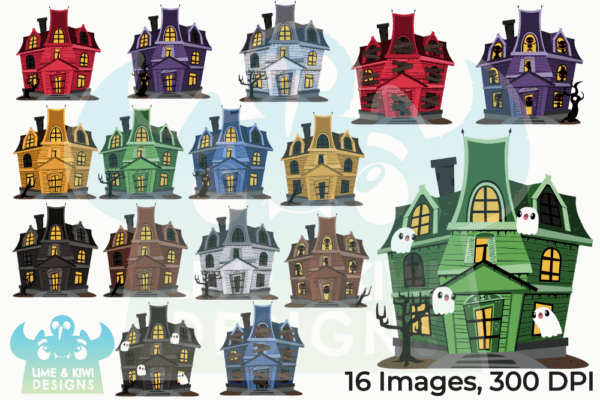 Haunted Houses Clipart Pack All Images