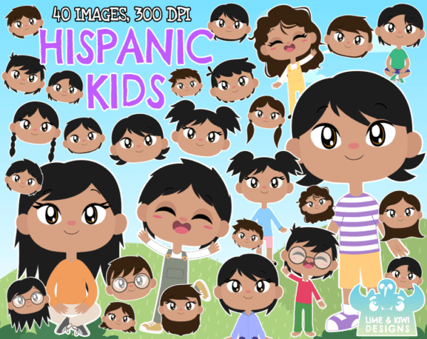 Hispanic Kids Clipart Pack