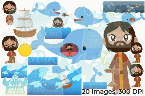 Jonah and The Whale Clipart Pack All Images