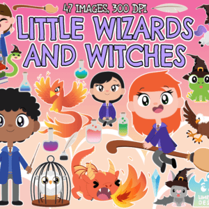 Little Witches and Wizards Clipart Pack