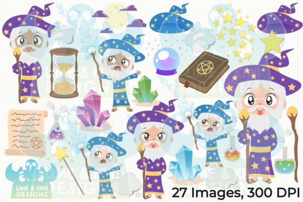 Magical Wizards Clipart Pack All Images