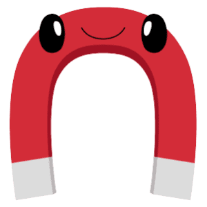 A red magnet with a cute face