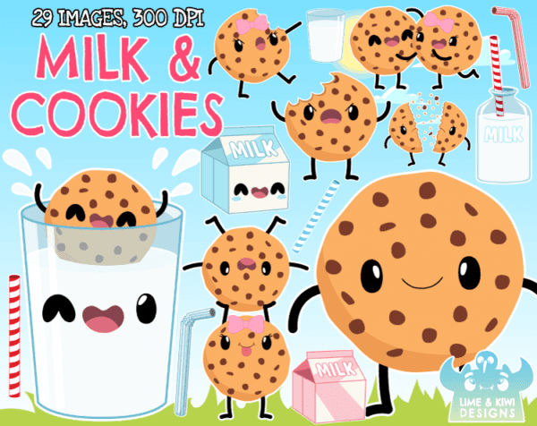 Milk and Cookies Clipart Pack