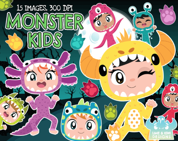 Monster Kids Clipart Pack