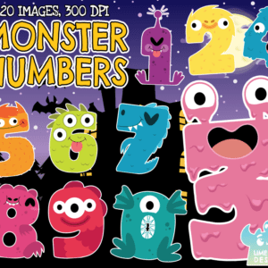 Monster Numbers Clipart Pack