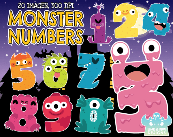 Monster Numbers Clipart Pack