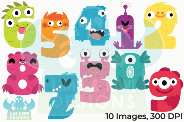 Monster Numbers Clipart Pack All Images