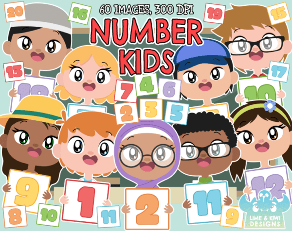 Number Kids Clipart Pack