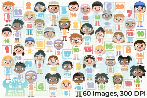 Number Kids Clipart Pack All Images