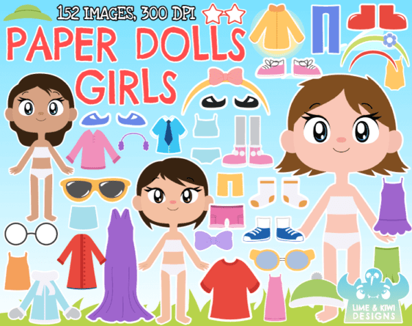 Paper Dolls Girls Clipart Pack