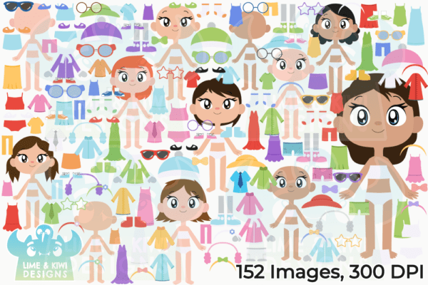 Paper Dolls Girls Clipart Pack All Images