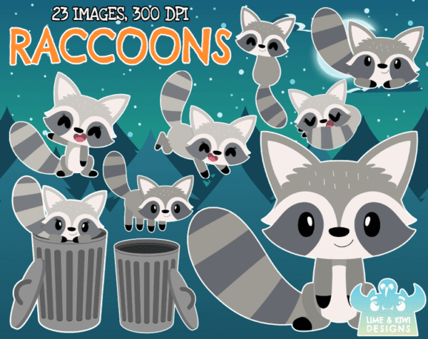 Raccoons Clipart Pack