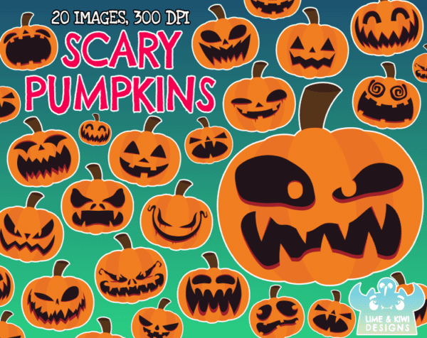 Scary Pumpkins Clipart Pack