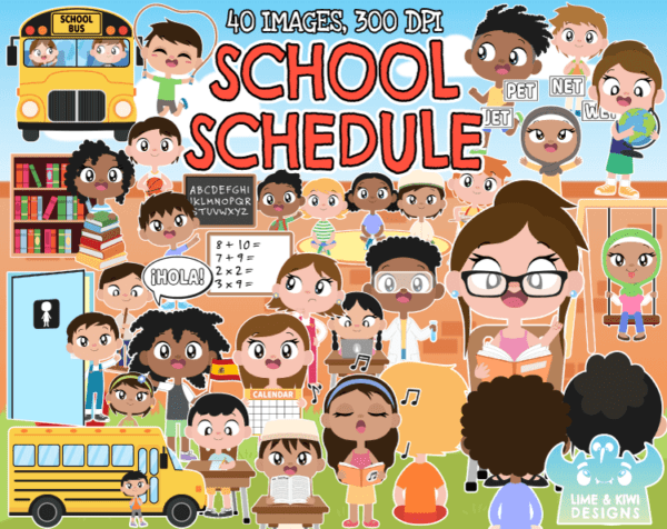 School Schedule Clipart Pack