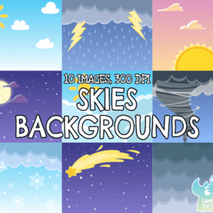 Skies Backgrounds Clipart Pack Preview 1