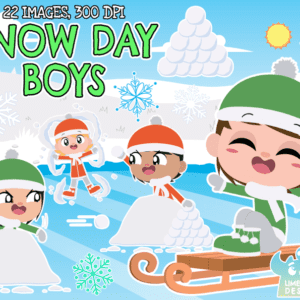 Snow Day Boys Clipart Pack