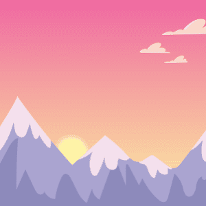 Some large snowy mountains with the sun setting behind them