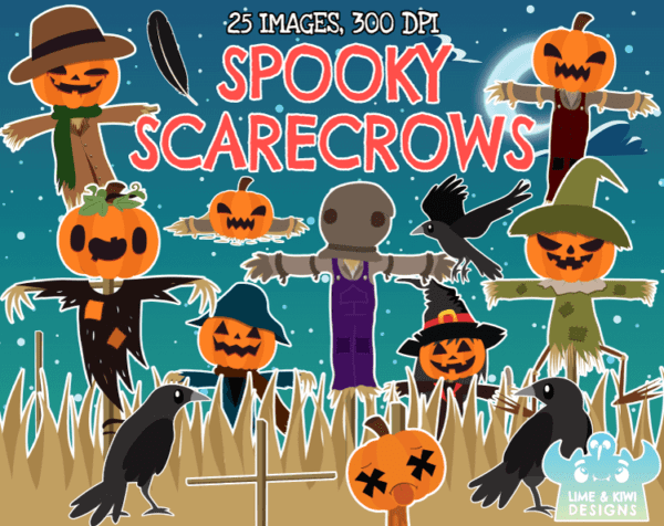 Spooky Scarecrows Clipart Pack