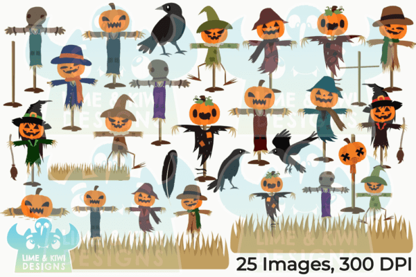 Spooky Scarecrows Clipart Pack All Images