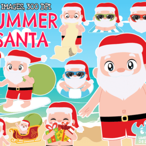 Summer Santa Clipart Pack