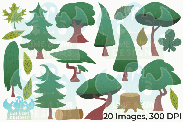 Summer Woodland Trees Clipart Pack All Images