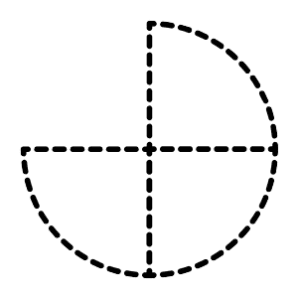 A black and white three quarters fraction