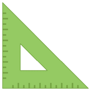 A green triangle protractor