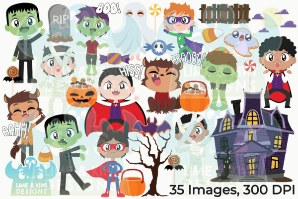 Trick or Treaters Boys Clipart Pack All Images