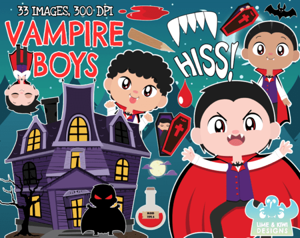 Vampire Boys Clipart Pack