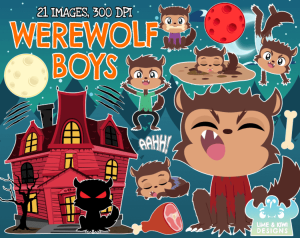 Werewolf Boys Clipart Pack