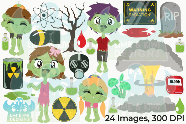 Zombie Apocalypse Clipart Pack All Images