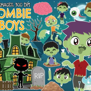 Zombie Boys Clipart Pack