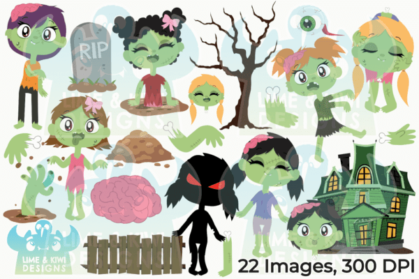 Zombie Girls Clipart Pack All Images